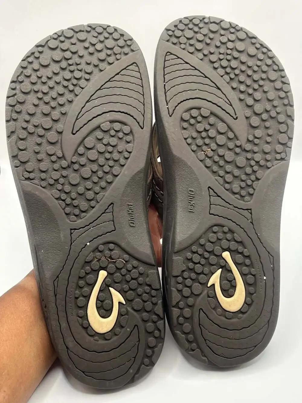 Olukai Hokua Men's Leather Flip Flops Sandals Brown Size 10
